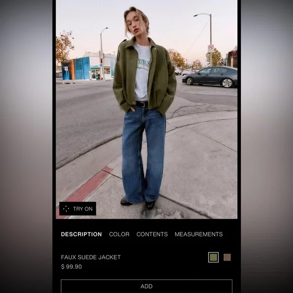 Zara SUEDE EFFECT BOMBER JACKET - Picture 3 of 3